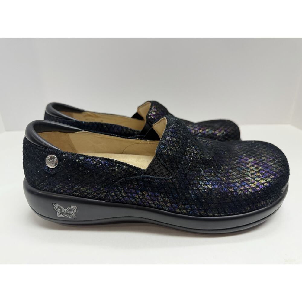 Alegria Keli Work Slip On Loafer Black Metallic Size EU 39 US 9 Leather Upper